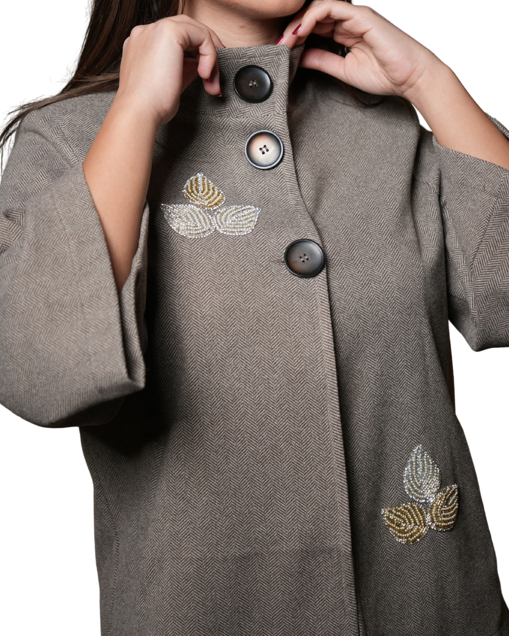 Leaf Embroidered Coat