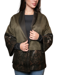 Khaki Suede Leather Cardigan