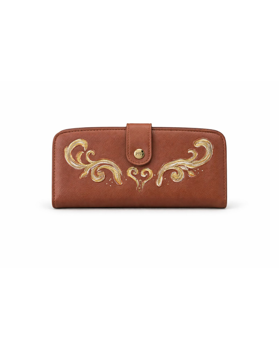 Handpainted Brown Leather Wallet
