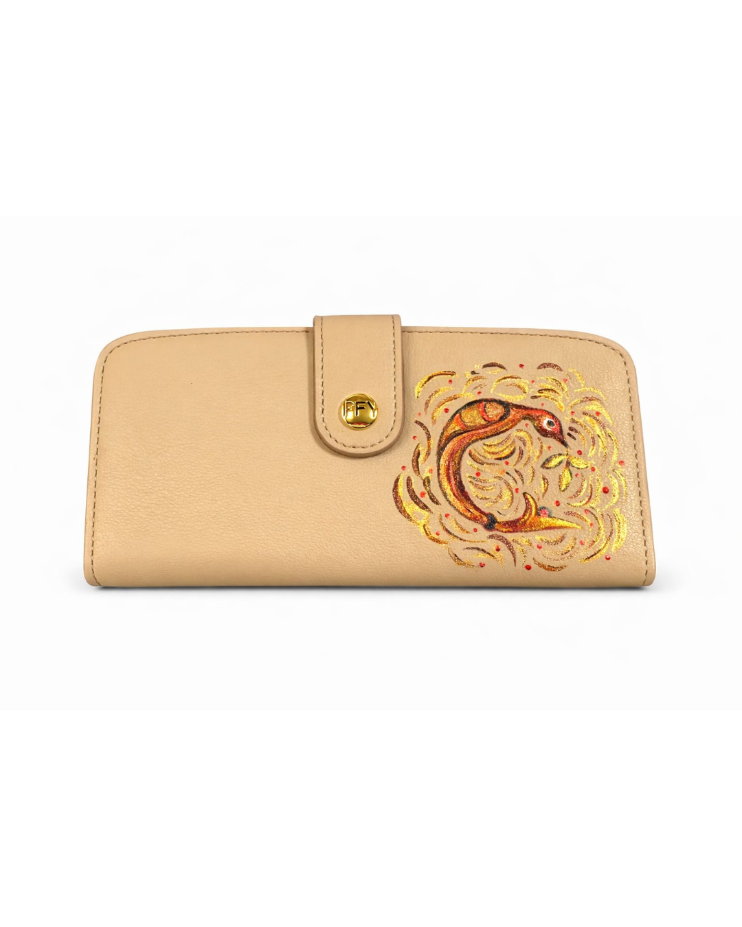 Initial handpainted leather wallet