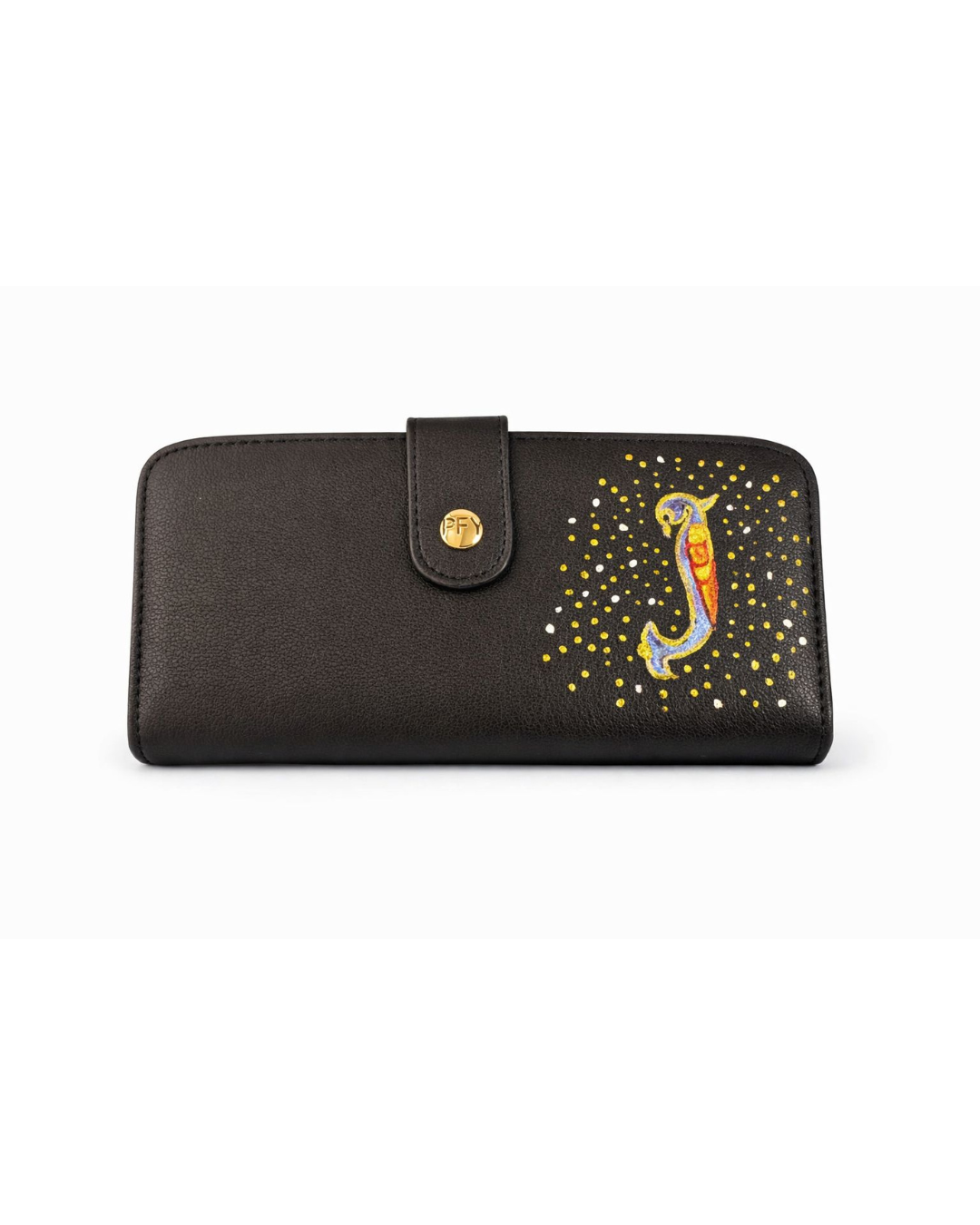 Initial handpainted leather wallet