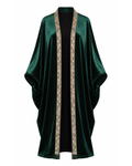 Green Velvet Abaya with Embroidered Trim