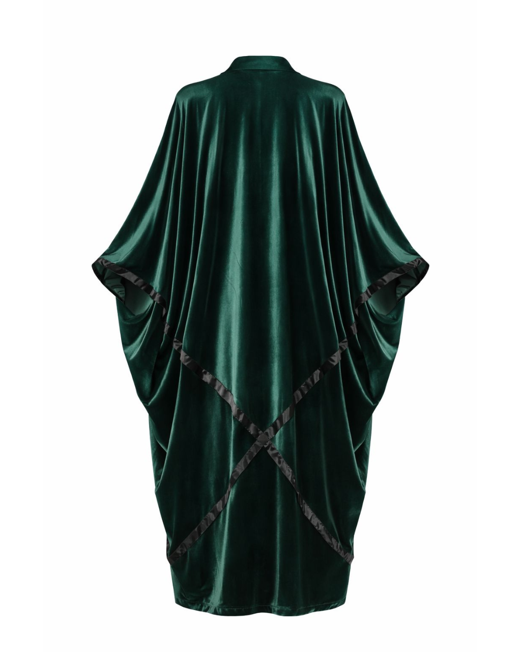 Green Velvet Abaya with Embroidered Trim