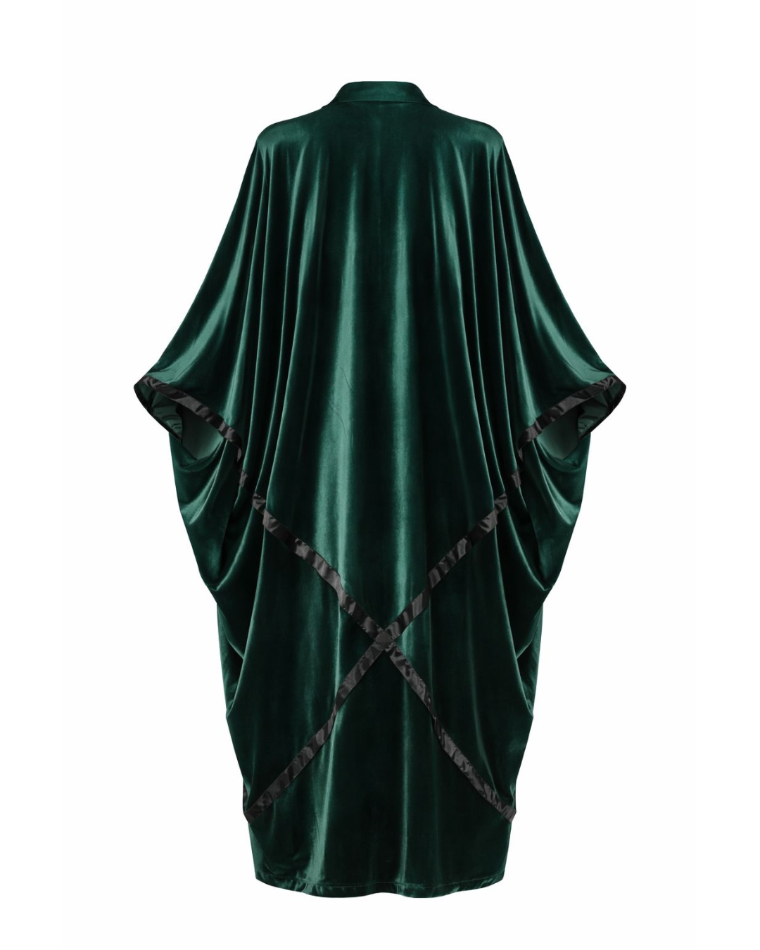 Green Velvet Abaya with Embroidered Trim