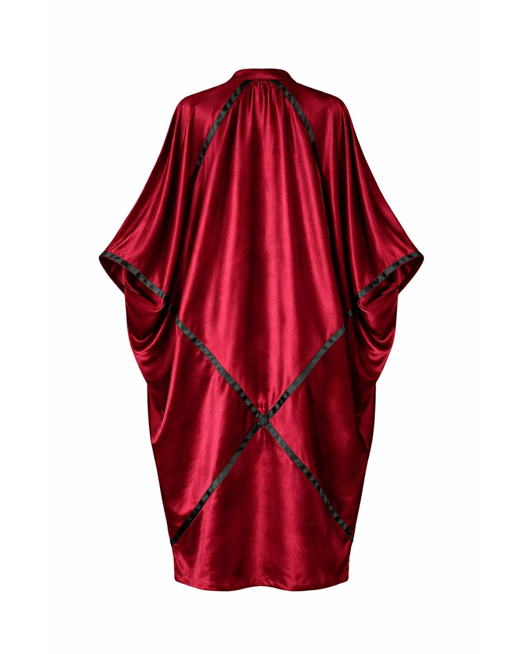 Red Velvet Abaya with Embroidered Trim