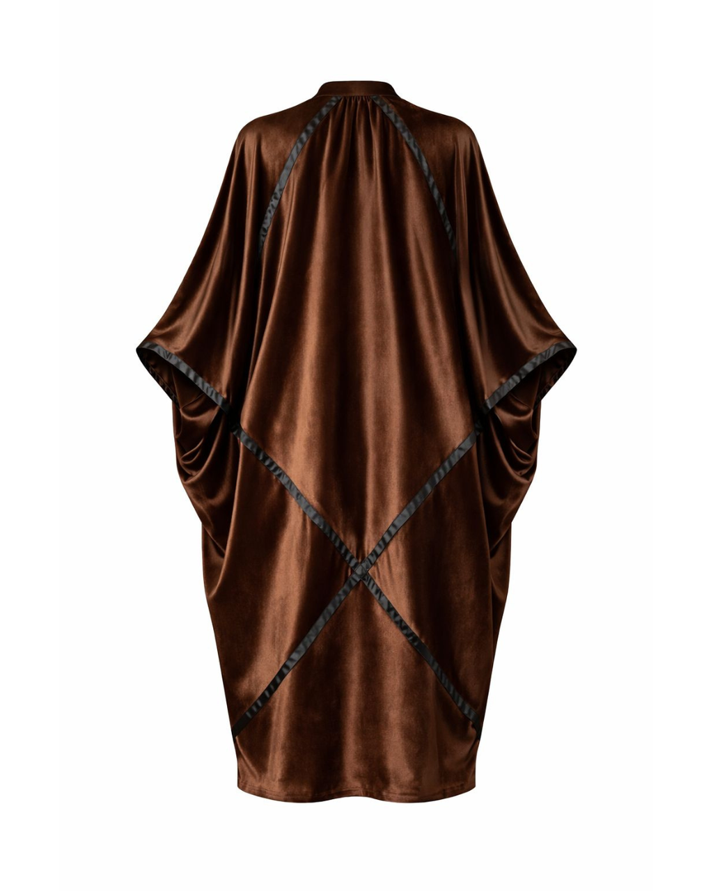 Brown Velvet Abaya with Embroidered Trim