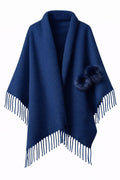 Navy Fringe Shawl