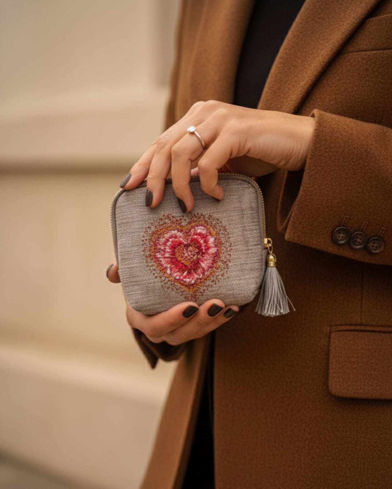 Customizable Handpainted Heart Jewelry Pouch